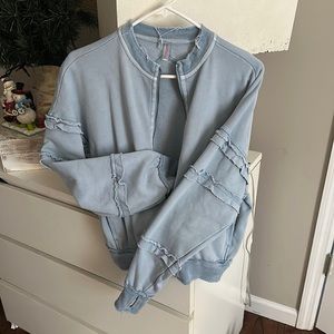 Free people ruffled sleeve zip up